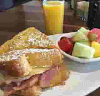 Grilled ham & Swiss Monte Cristo breakfast sandwich