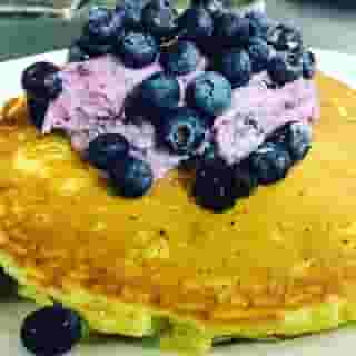 Fresh blueberry buttermilk pancakes