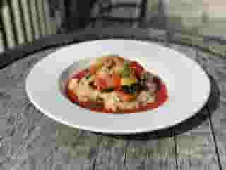 smoked portobello gratine & risotto