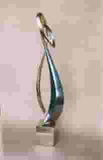 "TRYST A SECRET ROMANTIC RENDEZVOUS" - POLISHED BRONZE AND STAINLESS STEEL - 20" x 5" x 6" (sculpture)
