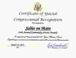 United States Congress recognizes Sabio on Main as a Green Business