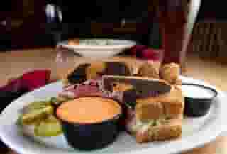 Rueben Sandwich and salad