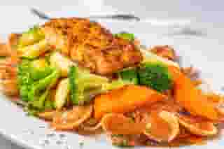 Salmon Primavera with Clams