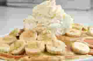 banana pancakes with whipped cream