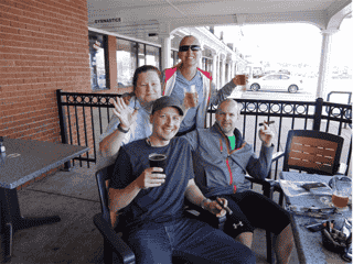 group sitting outside