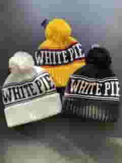 White Pie Pom Beanie
