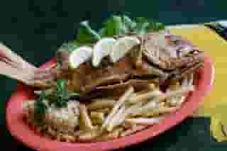 whole fried fish and fries