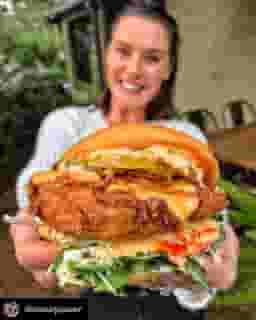 woman with sandwich
