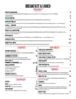 Breakfast menu