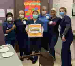 workers with pizza