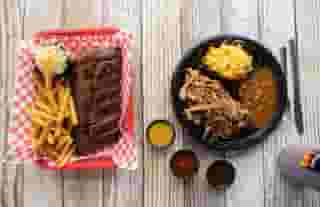 multiple meats and sides
