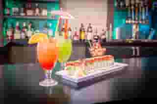 sushi and drinks
