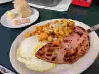 Grilled Ham Steak and Eggs