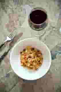 pasta and wine