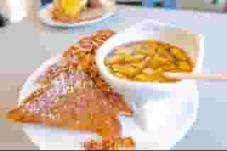 Sweet Potato French Toast w/Mango Maple Rum Syrup