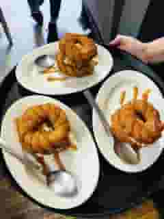 three plates of food