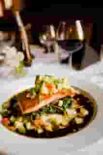 salmon and wine