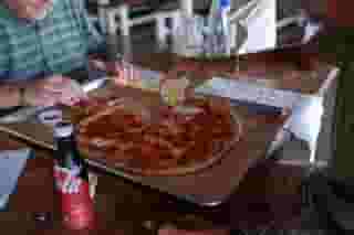 pizza on a tray