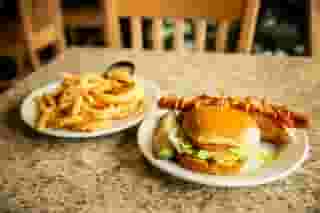 burger and hotdog