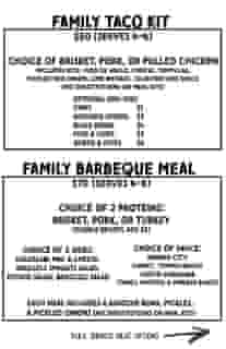 Family Taco Kit & Family BBQ Meal menu