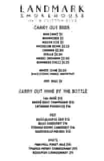 Carry-out beer and wine menu
