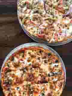 pizza and garlic bread