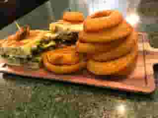 sandwich and onion rings