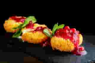 Breaded Cheese with Sweet Cranberry Sauce