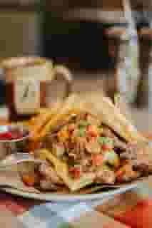 SWEET POTATO, CHEDDAR + SHORT RIB "OMELETTO"