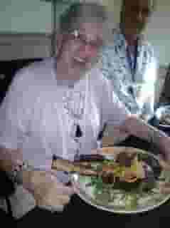 woman with steak