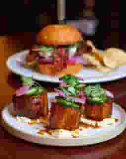 burger and pork bellies