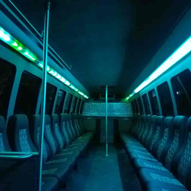 White bus interior