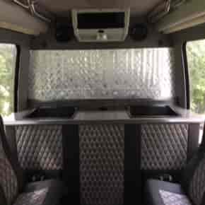 White bus interior