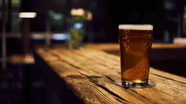 beer on wooden counter