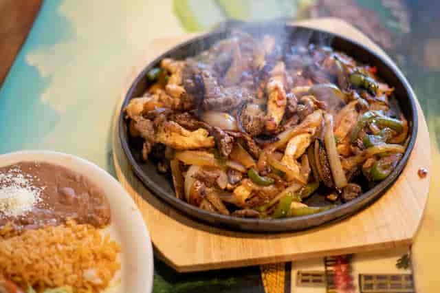 chicken and steak fajitas