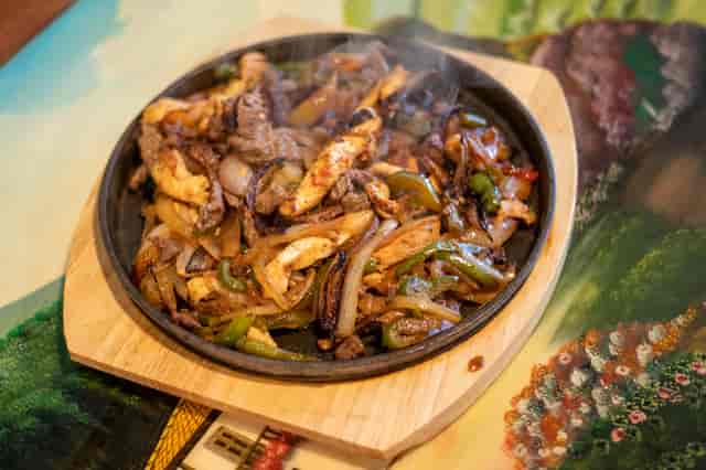 chicken and steak fajitas