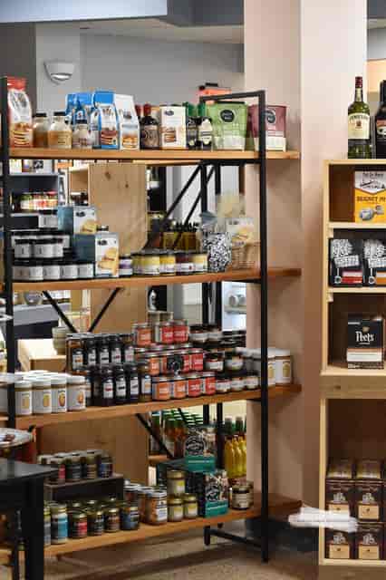 shelves of groceries