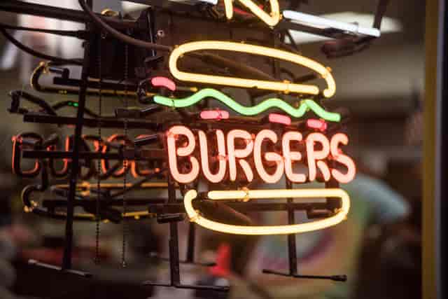 Neon burger sign