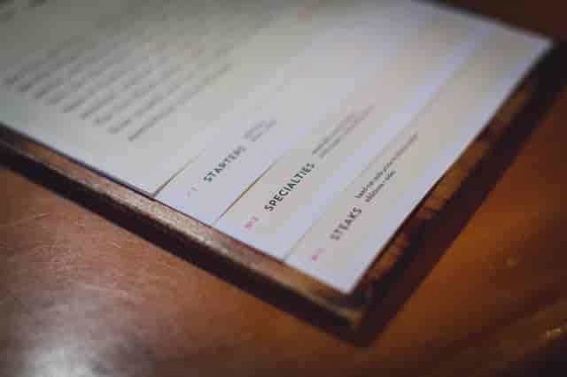 menu