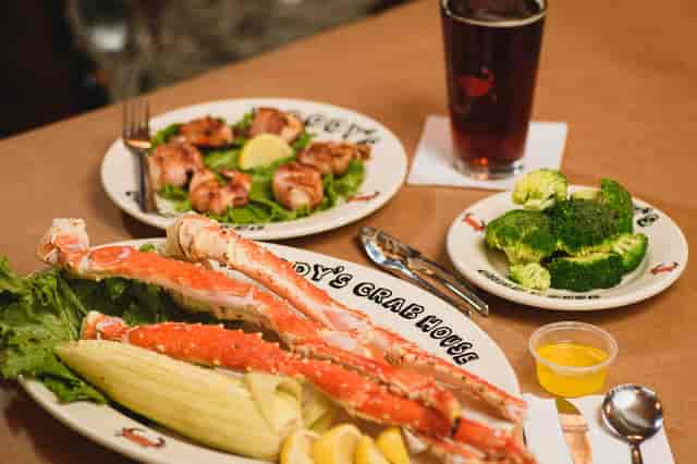 crab legs and shrimp