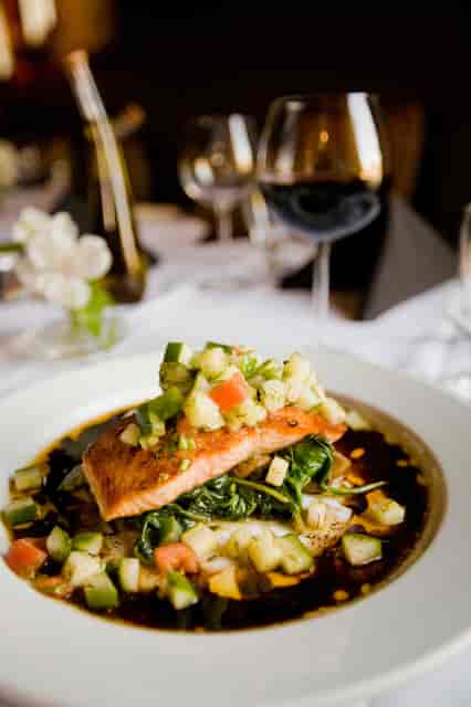 salmon and wine