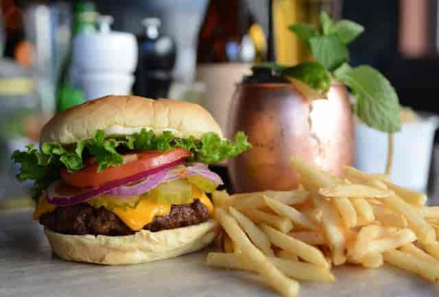 burger and fries and mule