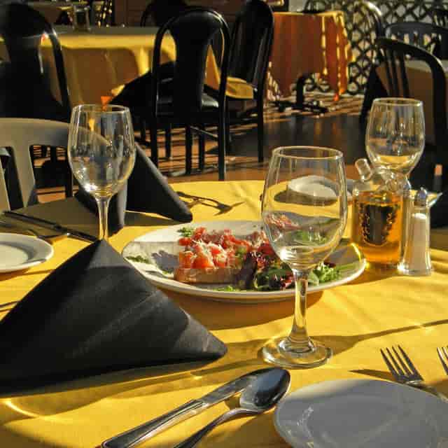 Food with wine glasses