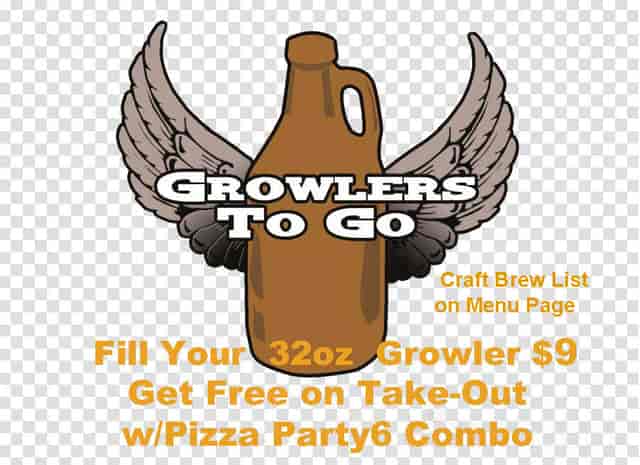 Growlers to Go $9 Included Pizza Party to Go