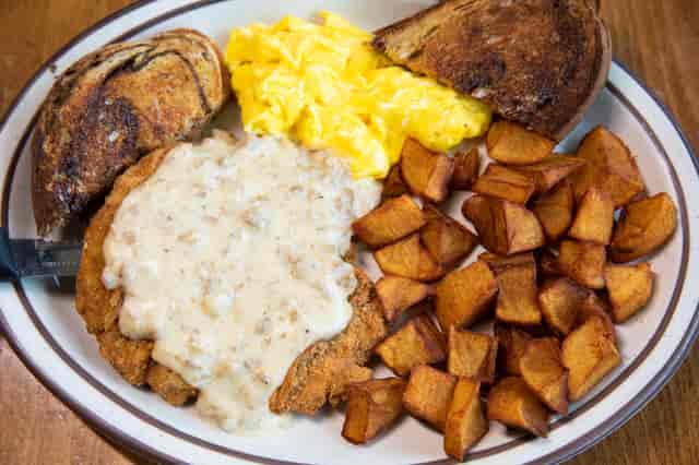 country fried egg and steak