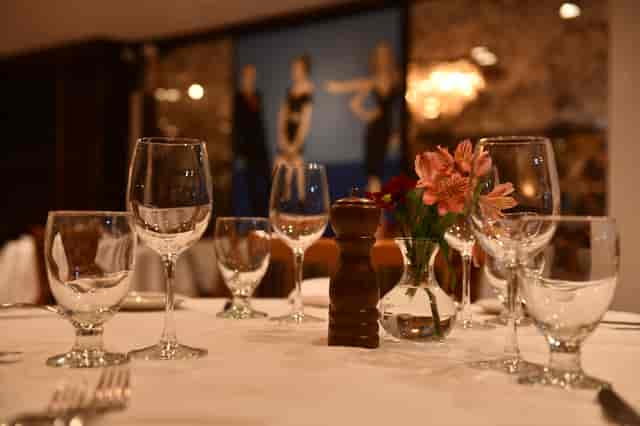wine glasses and dining space