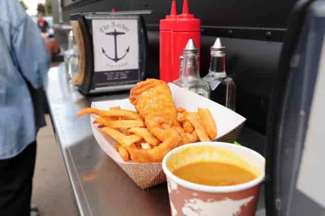 Fish and chips from food truck