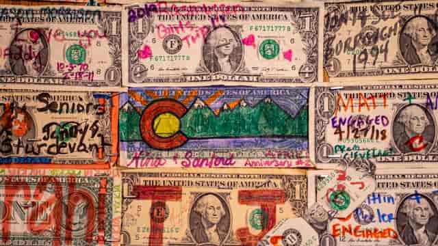 dollar bill wall
