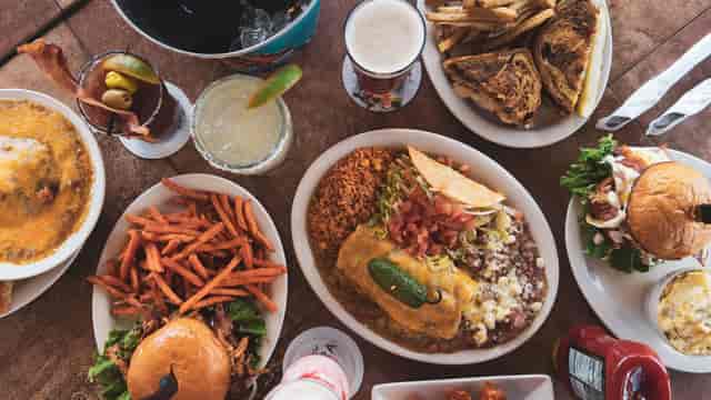 various foods and drinks