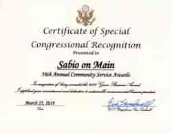 United States Congress recognizes Sabio on Main as a Green Business